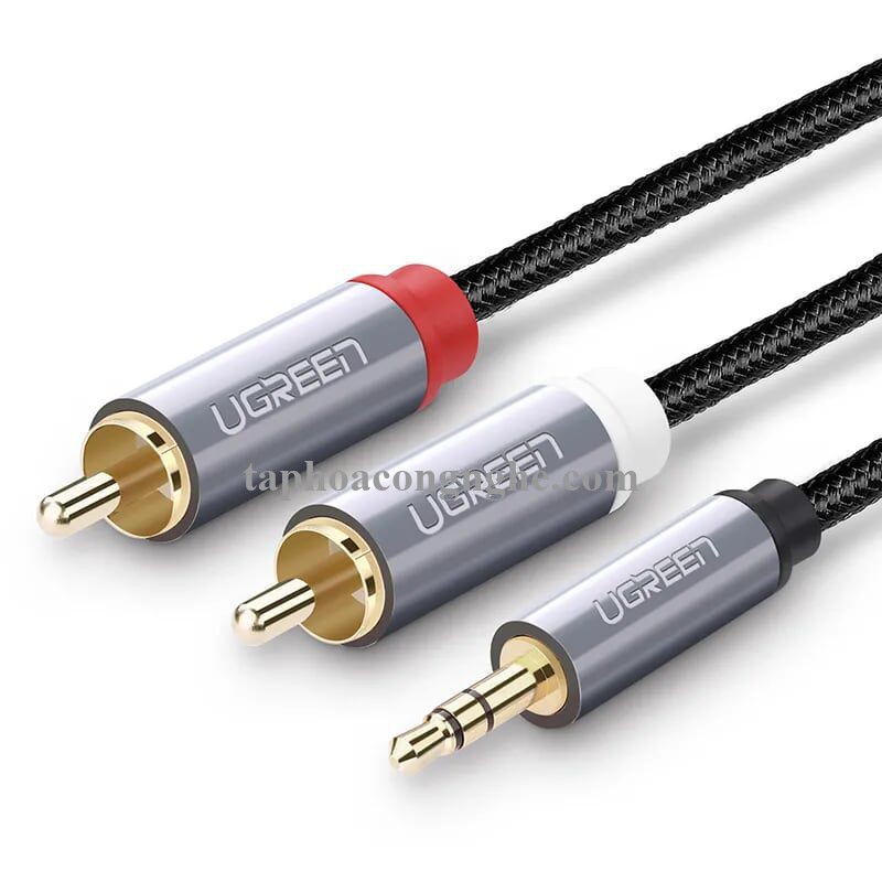 Ugreen 40840 0.5M màu Đen Cáp âm thanh 2 đầu Bông sen sang 3.5mm Dương đầu bọc nhôm mạ vàng AV135 30040840